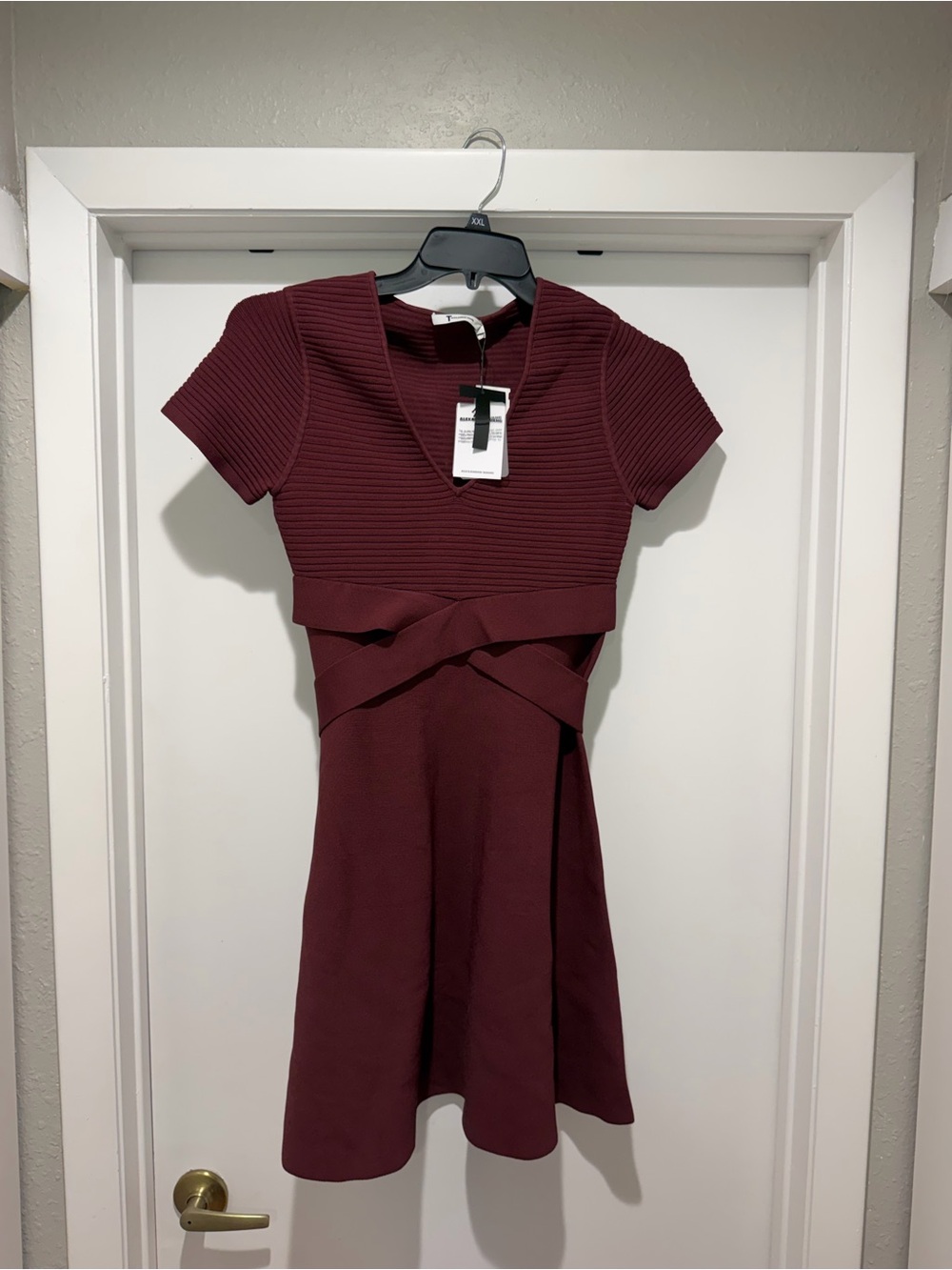 Alexander Wang Burgundy Textured Fit-and-Flare Dress
